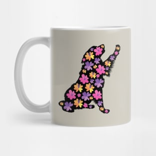 Silhouette of Bernese Mountain Dog with Spring Flowers Mug